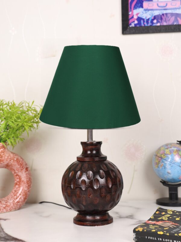 spotted Wood Matki Table Lamp Suitable For Bedroom Office And Living Room, Pack Of 1(Complete Set) - Image 3