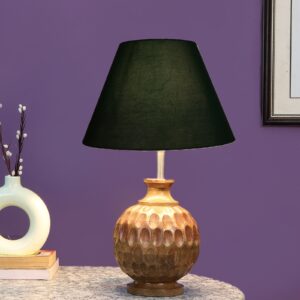 Natural Wood Matki Table Lamp Suitable For Bedroom Office And Living Room, Pack Of 1(Complete Set)