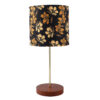 BTR CRAFTS Light Gold Rod & Brown Wooden Base Table Lamp (Golden Flower Shade) - Image 5