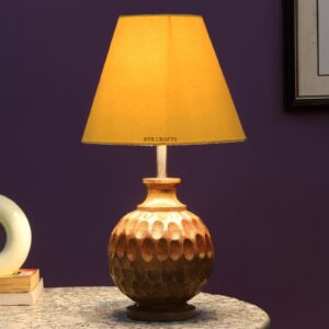 Natural Wood Matki Table Lamp Suitable For Bedroom Office And Living Room, Pack Of 1(Complete Set)