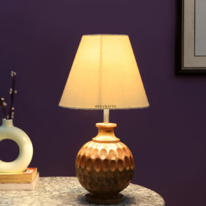 Natural Wood Matki Table Lamp Suitable For Bedroom Office And Living Room, Pack Of 1(Complete Set)