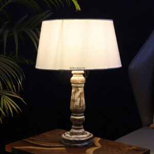 Retro Wooden Table Lamp Suitable For Bedroom Office And Living Room, Pack Of 1(Complete Set)