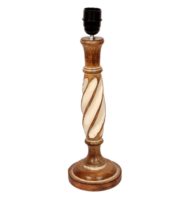 Twister Wooden Table Lamp, Side Table lamp for Bedroom, Night Table lamp Complete Set-(Beige) - Image 5