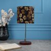 BTR CRAFTS Light Gold Rod & Brown Wooden Base Table Lamp (Golden Flower Shade) - Image 2