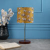 BTR CRAFTS Light Gold Rod & Brown Wooden Base Table Lamp (Mustered Junoon Shade) - Image 2
