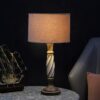 Twister Wooden Table Lamp, Side Table lamp for Bedroom, Night Table lamp Complete Set-(Beige)