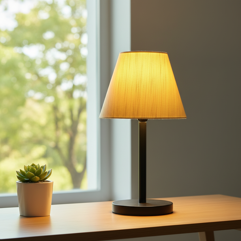 Black Bedside Lamp with Fabric Shade Minimalist Lamp for Bedroom, Living Room & Office – Warm Ambient Nightstand Light(Cream Texture)