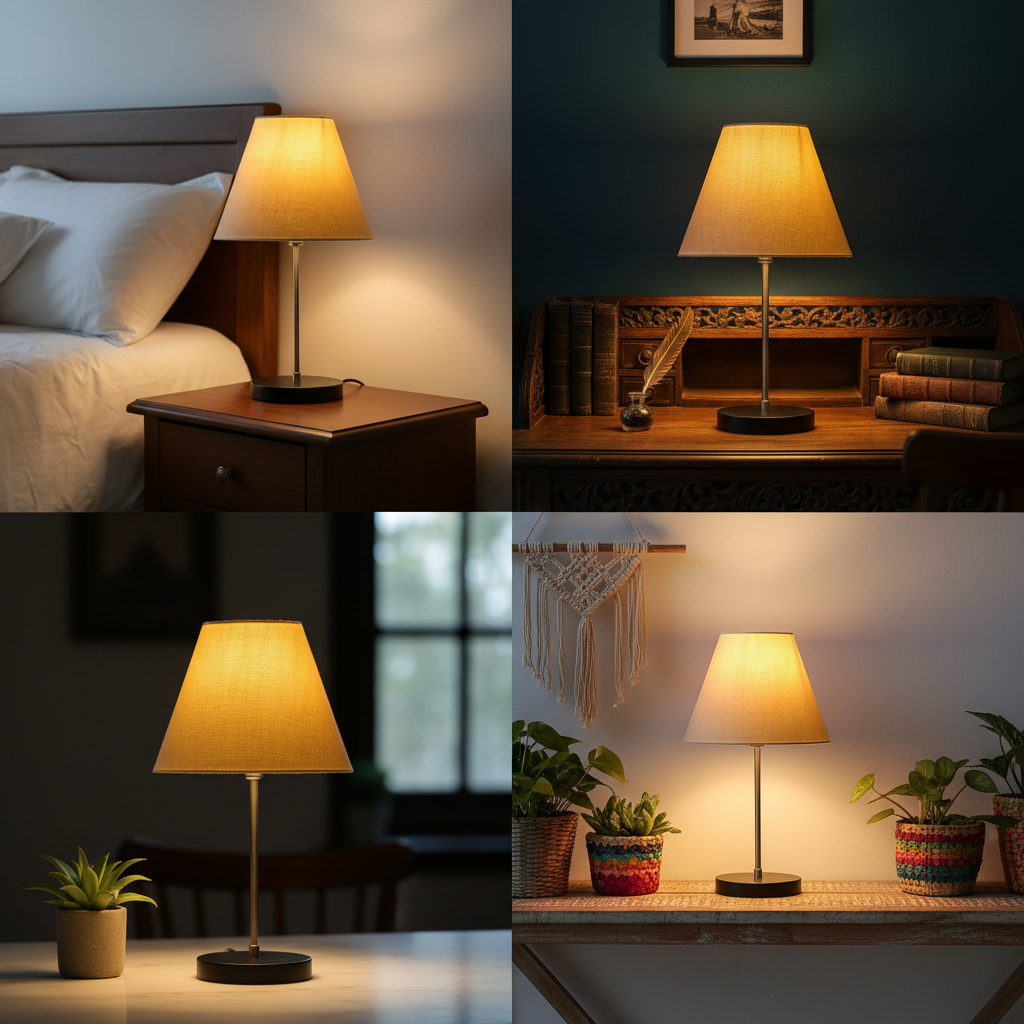 Minimalist Desk Lamp with Black Round Base – Soft Warm Lighting for Living Room & Study, Pack Of 1(Pale Yellow) - Image 6