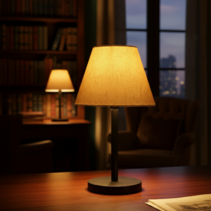 Black Bedside Lamp with Fabric Shade Minimalist Lamp for Bedroom, Living Room & Office – Warm Ambient Nightstand Light(Flex)