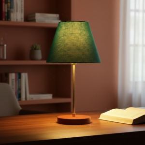 Decorative Brown Table Lamp with Conical Shade – Stylish Bedside & Reading Lamp for Home Décor(Teal)