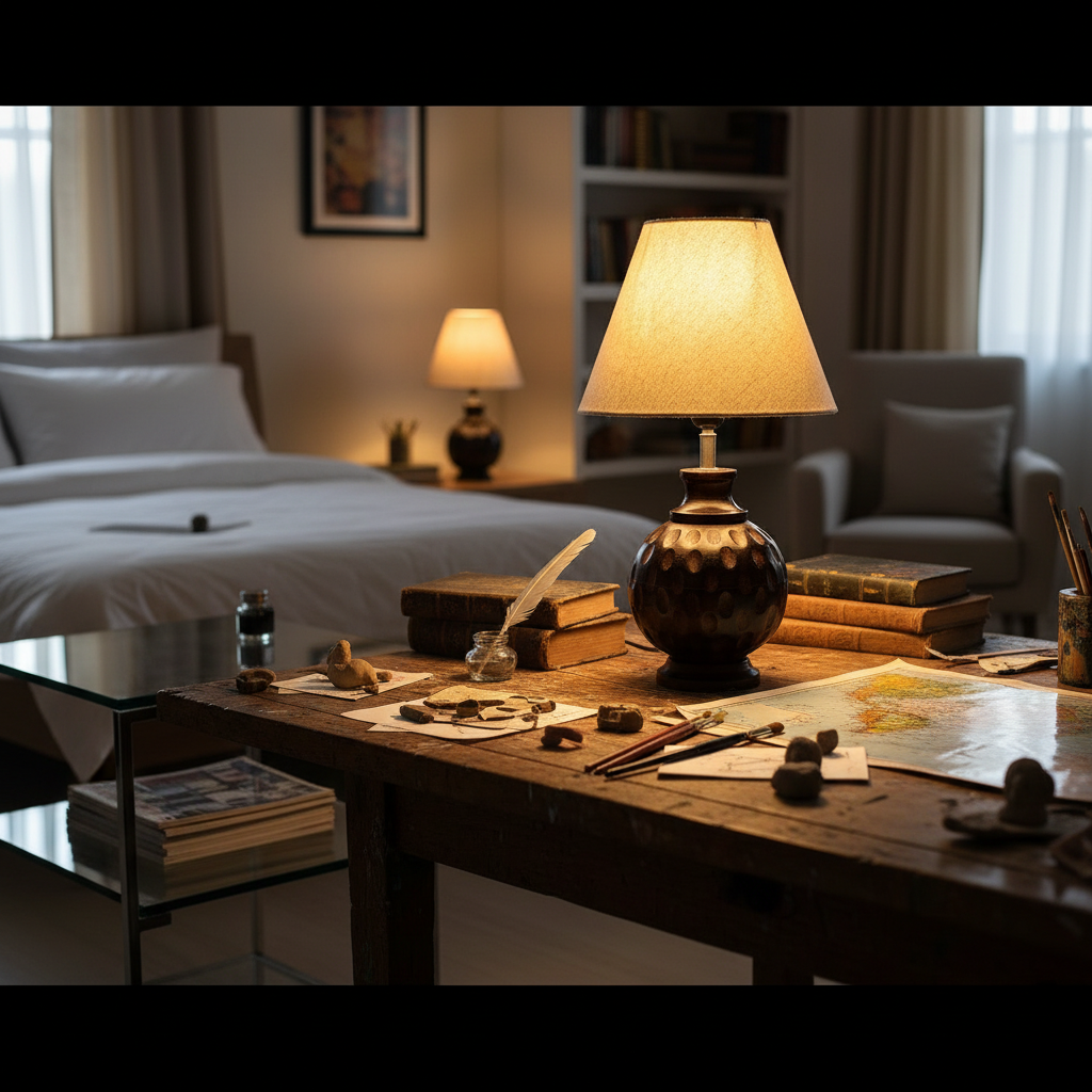 Rustic Wooden Bedside Table Lamp with Linen Shade – Traditional Night Lamp for Home Décor, Pack Of 1(Beige) - Image 6