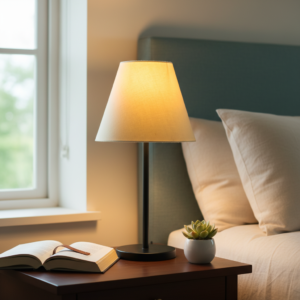 Slim Contemporary Night Lamp – Fabric Shade Accent Light for Home & Office, Pack Of 1(Pale Yellow)