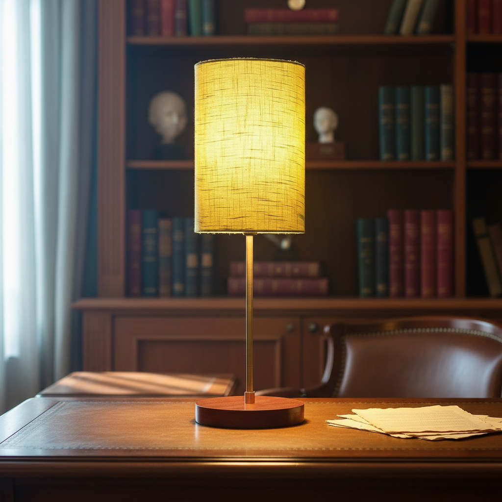 Decorative Brown Table Lamp with Cylinder Shade – Stylish Bedside & Reading Lamp for Home Décor(Green Texture) - Image 8