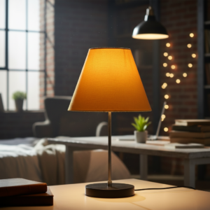 Minimalist Desk Lamp with Black Round Base – Soft Warm Lighting for Living Room & Study, Pack Of 1(Yellow)