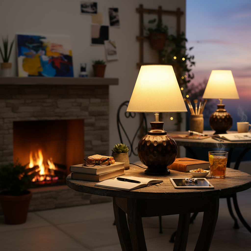 Rustic Wooden Bedside Table Lamp with Linen Shade – Traditional Night Lamp for Home Décor, Pack Of 1(Cream) - Image 11