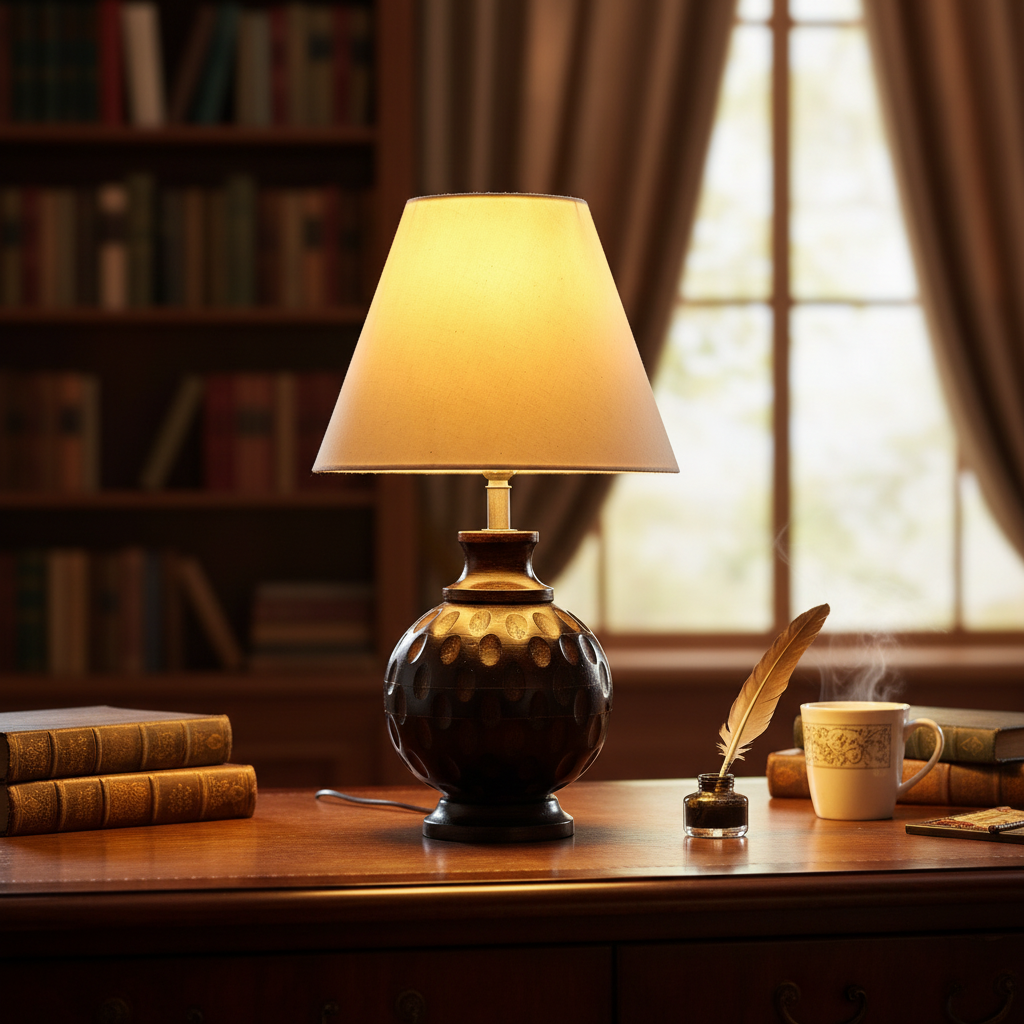 Rustic Wooden Bedside Table Lamp with Linen Shade – Traditional Night Lamp for Home Décor, Pack Of 1(White) - Image 3