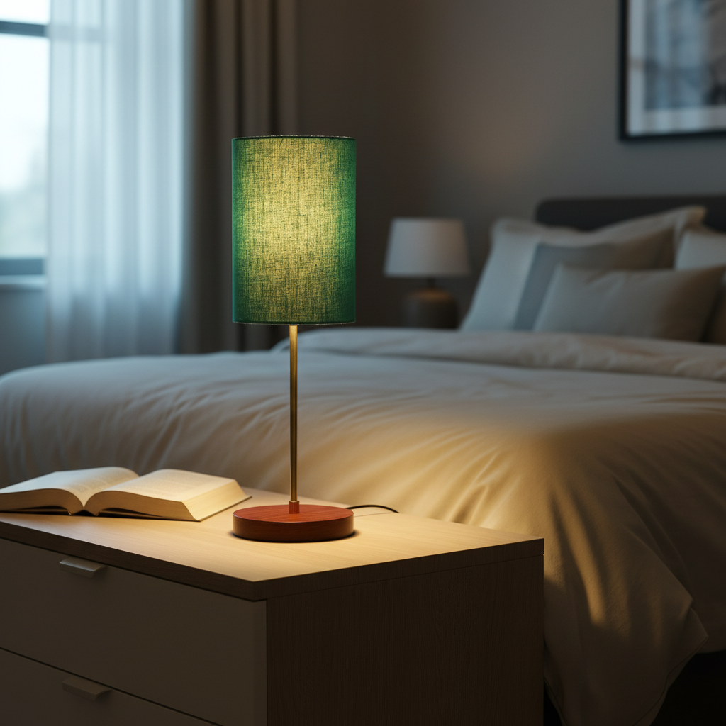 Decorative Brown Table Lamp with Cylinder Shade – Stylish Bedside & Reading Lamp for Home Décor(Teal) - Image 6