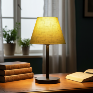 Black Bedside Lamp with Fabric Shade Minimalist Lamp for Bedroom, Living Room & Office – Warm Ambient Nightstand Light(Green Texture)