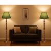 Pack of 2 Rustic Wood Conical Floor Lamp, Standing Light for Home Decor Living Room Bedroom & Dining Room Hotels Restaurant & Cafe and Gifting Items Complete Set- (Green Texture)