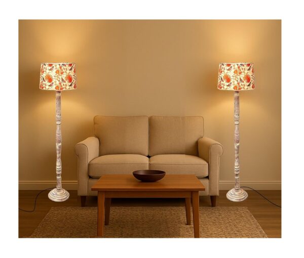 Pack of 2| Rustic Wood Floor Lamp, Standing Light for Home Decor Living Room Bedroom & Dining Room Hotels Restaurant & Cafe and Gifting Items Complete Set- (Bird Tapper)