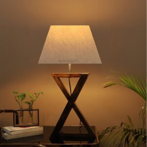 Natural Wood X-Cross Table Lamp Suitable For Bedroom Office And Living Room, Pack Of 1(Complete Set)