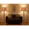 Pack of 2 Rustic Wood Drum Floor Lamp, Light Decoration for Home Corner,Living Room & Bedroom Bedside Floor Lamp, Antique Floor Light for Hotel and Restaurant Complete Set-(Natural Jute)