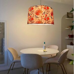 BTR Crafts Pack of 2 |18'' Printed Bird Hanging Shade, Decorative Light Lamp for Living Room, Home, Bedroom, Home Décor Lightning, Black/Silver Canopy