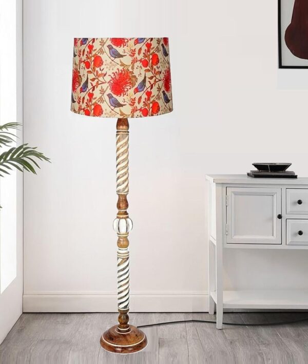Pack of 2| Rustic Wood Floor Lamp, Standing Light Fixture, Aura Glow Reading Lamp for Home Decor Office,Hotel, Restaurant and Cafes Complete Set - (Bird Tapper) - Image 2