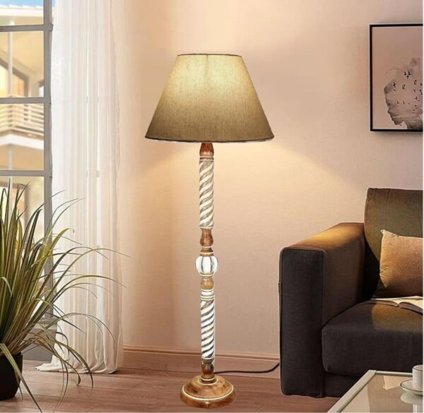 Pack of 2| Rustic Wood Floor Lamp, Standing Light Fixture, Aura Glow Reading Lamp for Home Decor Office,Hotel, Restaurant and Cafes Complete Set - (Flex) - Image 2