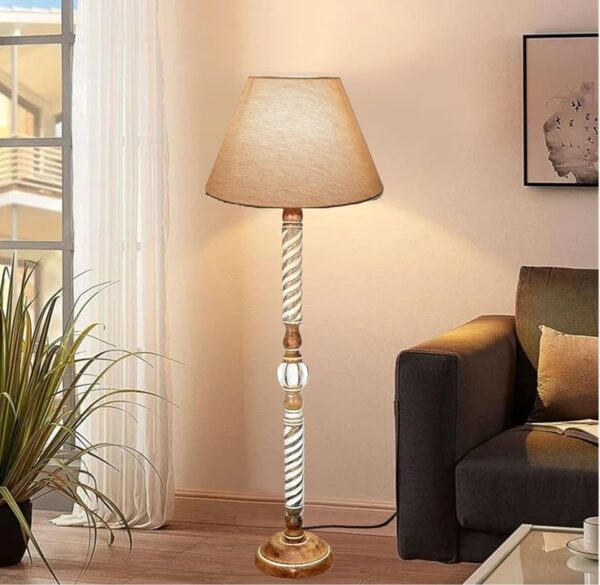 Pack of 2| Rustic Wood Floor Lamp, Standing Light Fixture, Aura Glow Reading Lamp for Home Decor Office,Hotel, Restaurant and Cafes Complete Set - (Natural Jute) - Image 2