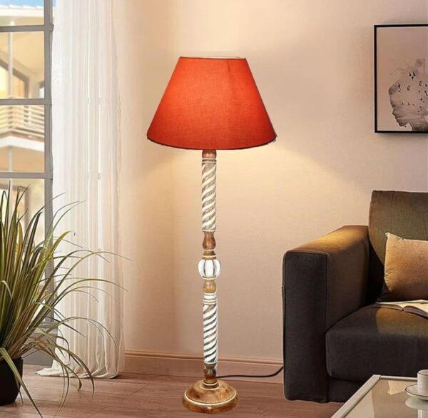 Pack of 2| Rustic Wood Floor Lamp, Standing Light Fixture, Aura Glow Reading Lamp for Home Decor Office,Hotel, Restaurant and Cafes Complete Set - (Orange) - Image 2