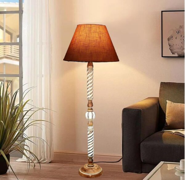 Pack of 2| Rustic Wood Floor Lamp, Standing Light Fixture, Aura Glow Reading Lamp for Home Decor Office,Hotel, Restaurant and Cafes Complete Set - (OrangeTexture) - Image 3