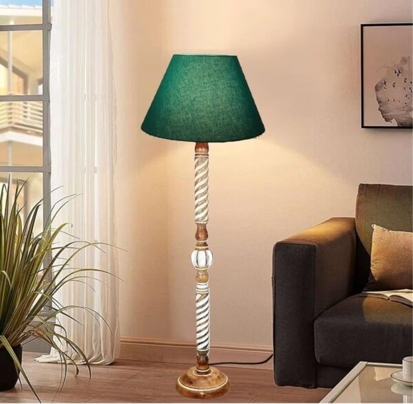 Pack of 2| Rustic Wood Floor Lamp, Standing Light Fixture, Aura Glow Reading Lamp for Home Decor Office,Hotel, Restaurant and Cafes Complete Set - (teal) - Image 2