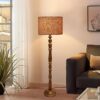 Pack of 2 Rustic Wood Drum Floor Lamp, Light Decoration for Home Corner,Living Room & Bedroom Bedside Floor Lamp, Antique Floor Light for Hotel and Restaurant Complete Set-(Natural Jute) - Image 2