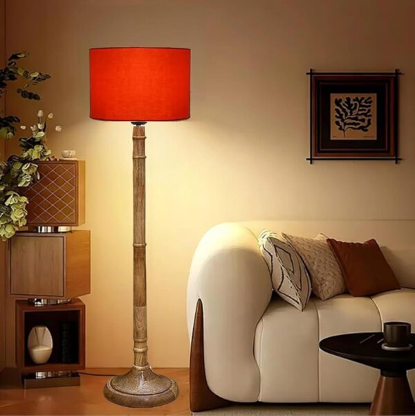 Pack of 2| Rustic Wooden Floor Lamp,Ideal for Living Rooms, Bedrooms, Hotels, Cafes, or Any Space That Adds a Nostalgic, Vintage Charm(ORANGE) - Image 2