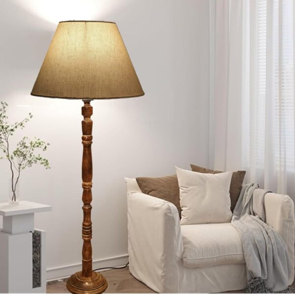 Pack of 2 Rustic Wood Conical Floor Lamp, Standing Light for Home Decor Living Room Bedroom & Dining Room Hotels Restaurant & Cafe and Gifting Items Complete Set- (Flex) - Image 3