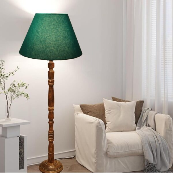 Pack of 2 Rustic Wood Conical Floor Lamp, Standing Light for Home Decor Living Room Bedroom & Dining Room Hotels Restaurant & Cafe and Gifting Items Complete Set- (Teal) - Image 3