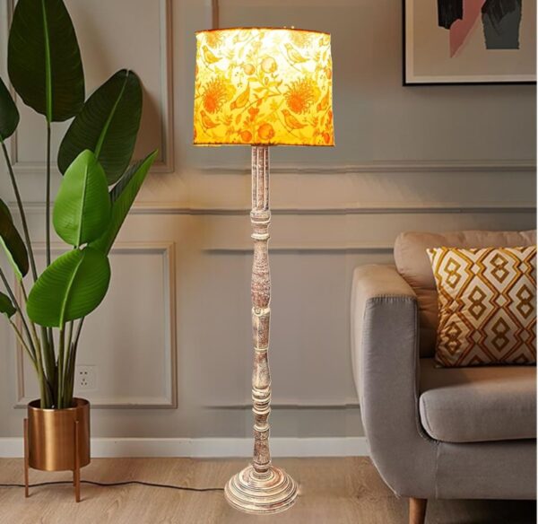 Pack of 2| Rustic Wood Floor Lamp, Standing Light for Home Decor Living Room Bedroom & Dining Room Hotels Restaurant & Cafe and Gifting Items Complete Set- (Bird Tapper) - Image 3