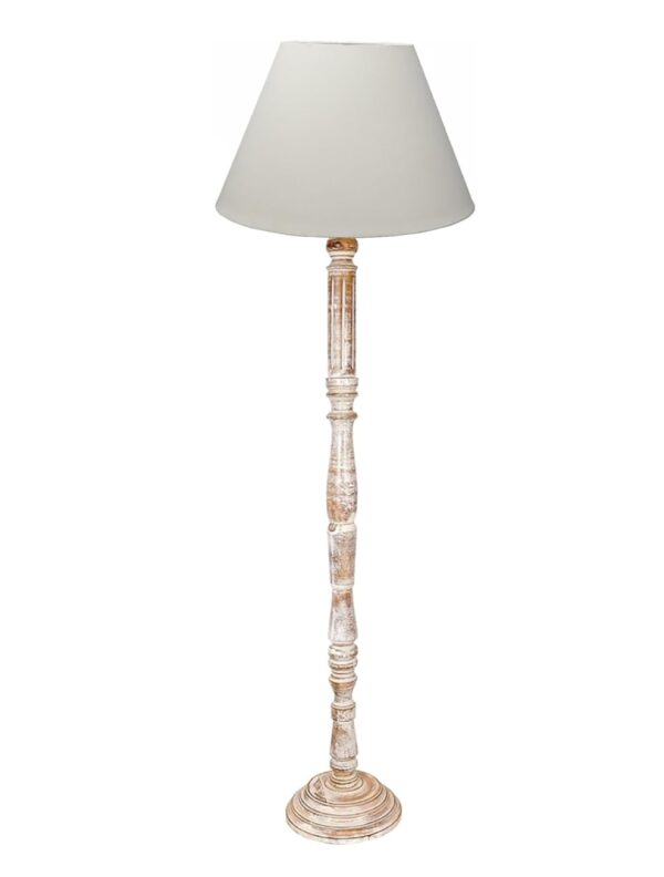 Pack of 2| Rustic Wood Floor Lamp, Standing Light for Home Decor Living Room Bedroom & Dining Room Hotels Restaurant & Cafe and Gifting Items Complete Set- (Cream) - Image 3