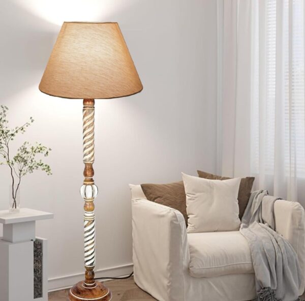 Pack of 2| Rustic Wood Floor Lamp, Standing Light Fixture, Aura Glow Reading Lamp for Home Decor Office,Hotel, Restaurant and Cafes Complete Set - (Natural Jute) - Image 3