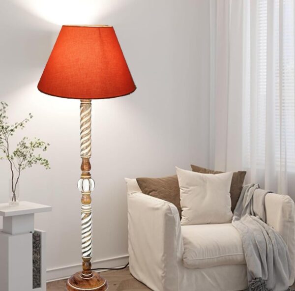 Pack of 2| Rustic Wood Floor Lamp, Standing Light Fixture, Aura Glow Reading Lamp for Home Decor Office,Hotel, Restaurant and Cafes Complete Set - (Orange) - Image 3