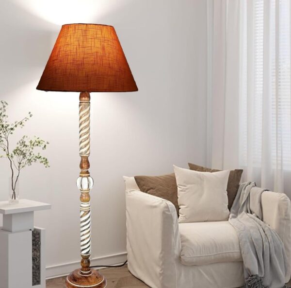 Pack of 2| Rustic Wood Floor Lamp, Standing Light Fixture, Aura Glow Reading Lamp for Home Decor Office,Hotel, Restaurant and Cafes Complete Set - (OrangeTexture) - Image 4