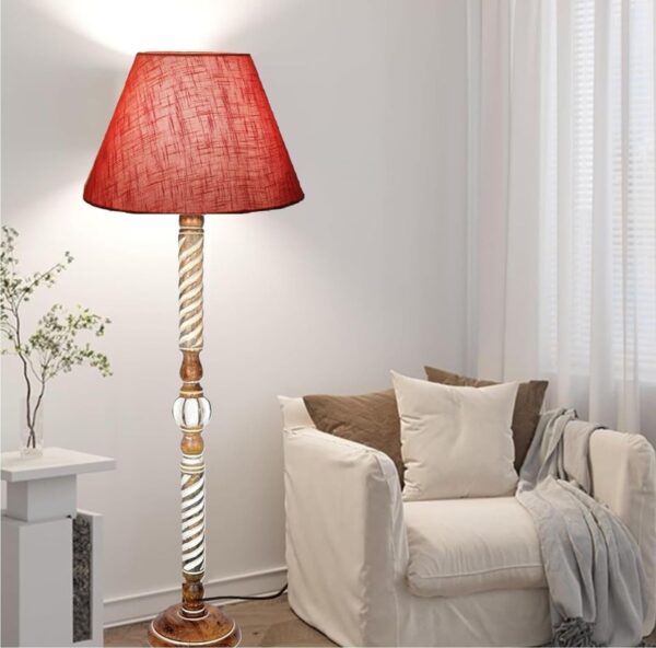 Pack of 2| Rustic Wood Floor Lamp, Standing Light Fixture, Aura Glow Reading Lamp for Home Decor Office,Hotel, Restaurant and Cafes Complete Set - (Red Texture) - Image 3