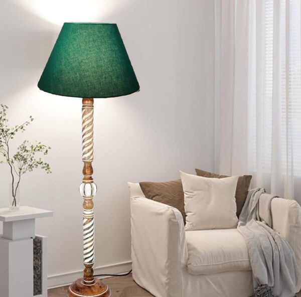 Pack of 2| Rustic Wood Floor Lamp, Standing Light Fixture, Aura Glow Reading Lamp for Home Decor Office,Hotel, Restaurant and Cafes Complete Set - (teal) - Image 3