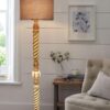 Pack of 2| Rustic Wood Drum Floor Lamp, Light Decoration for Home Corner,Living Room & Bedroom Bedside Floor Lamp, Antique Floor Light for Hotel and Restaurant Complete Set- (Beige) - Image 3