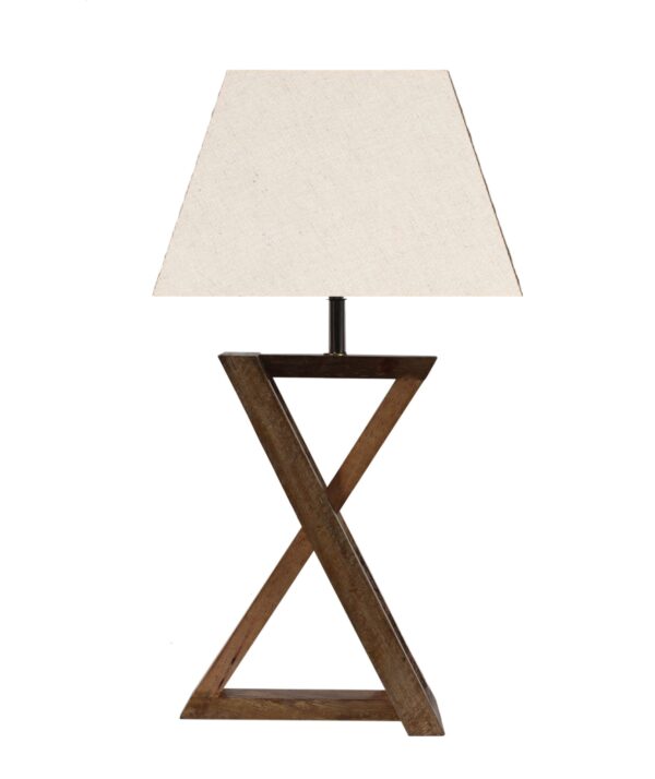 Natural Wood X-Cross Table Lamp Suitable For Bedroom Office And Living Room, Pack Of 1(Complete Set) - Image 5