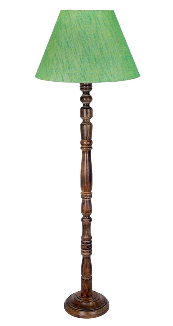 Pack of 2 Rustic Wood Conical Floor Lamp, Standing Light for Home Decor Living Room Bedroom & Dining Room Hotels Restaurant & Cafe and Gifting Items Complete Set- (Green Texture) - Image 4