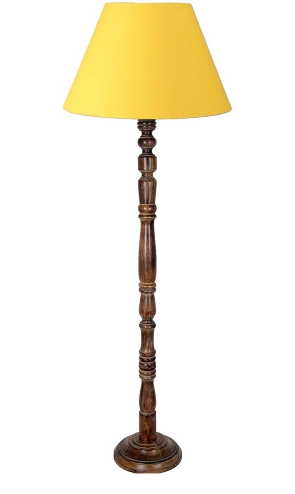 Pack of 2 Rustic Wood Conical Floor Lamp, Standing Light for Home Decor Living Room Bedroom & Dining Room Hotels Restaurant & Cafe and Gifting Items Complete Set- (Yellow) - Image 4