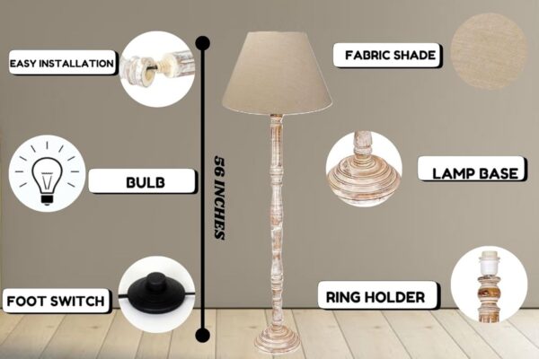 Pack of 2| Rustic Wood Floor Lamp, Standing Light for Home Decor Living Room Bedroom & Dining Room Hotels Restaurant & Cafe and Gifting Items Complete Set- (Natural Jute) - Image 4