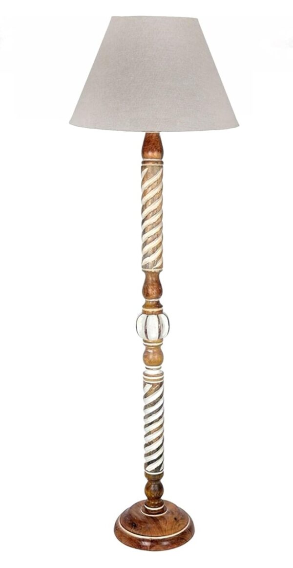 Pack of 2| Rustic Wood Floor Lamp, Standing Light Fixture, Aura Glow Reading Lamp for Home Decor Office,Hotel, Restaurant and Cafes Complete Set - (Beige) - Image 4